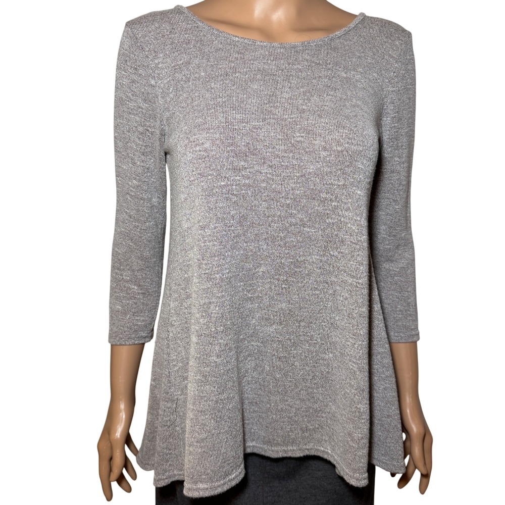 BKE Red Boutique Gray Heathered 3/4 Sleeve Open Back Bow Tunic Top XS